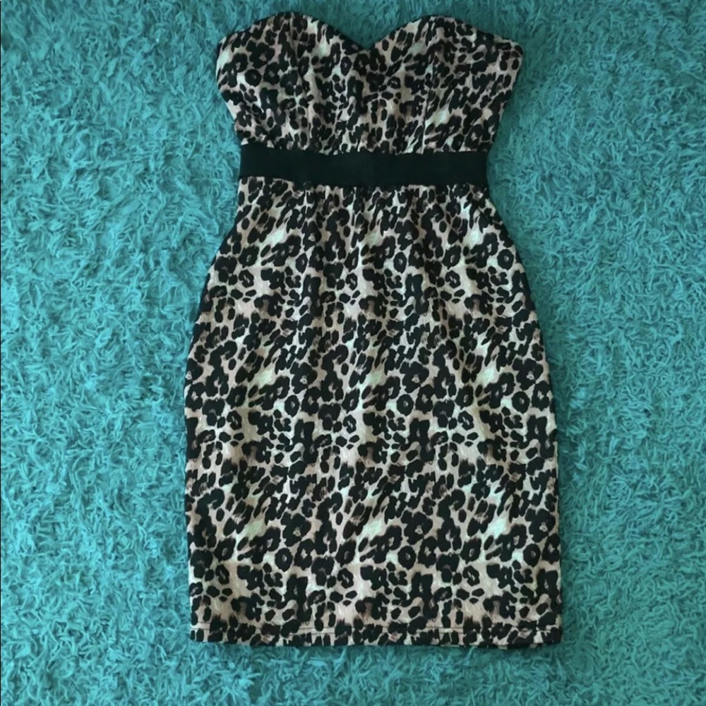 Strapless Cheetah Print Dress